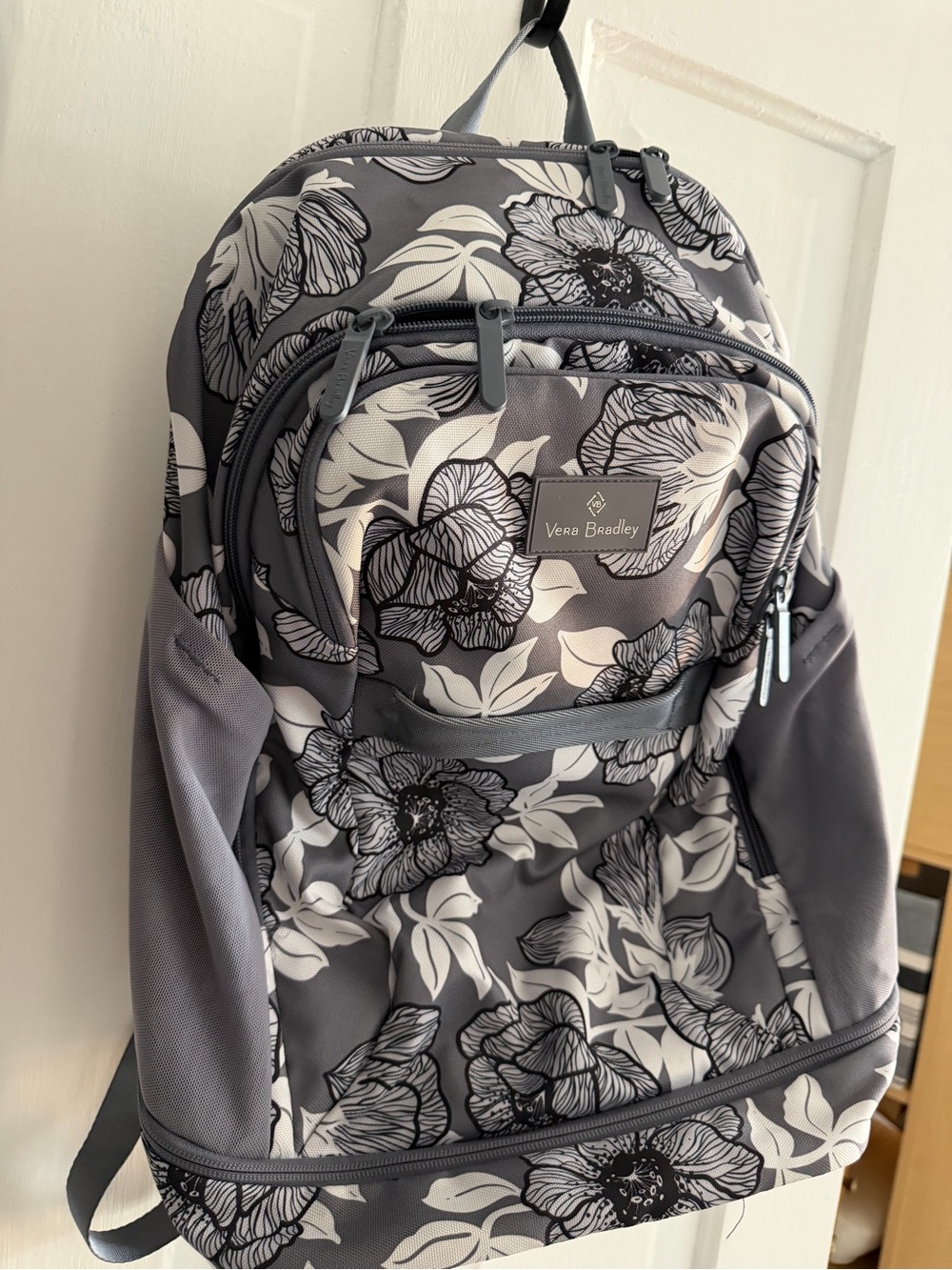 Vera Bradley Lighten Up Travel Backpack Moon Shadow Meadow Gray/White Floral
